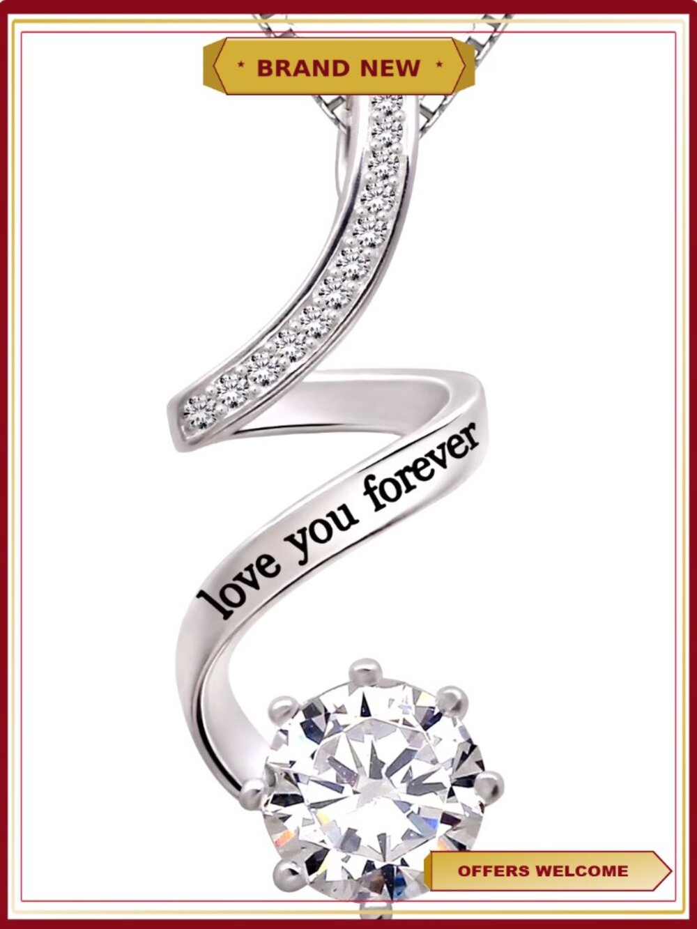 Sterling Silver Cubic Zirconia Pendant Necklace